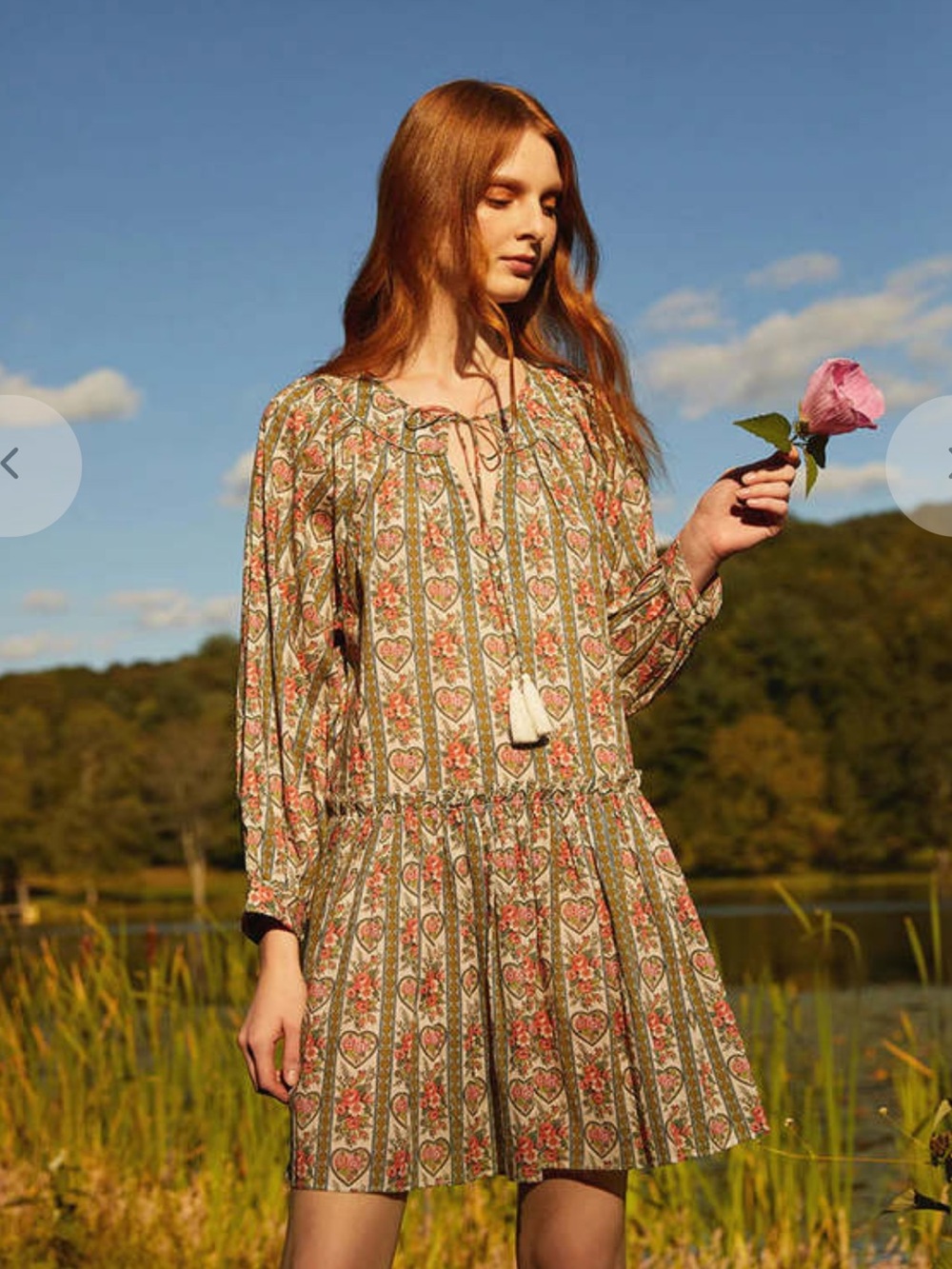 Cara Cara NYC Kavita Sweetheart Stripe Heart & Floral Cotton Mini Dress